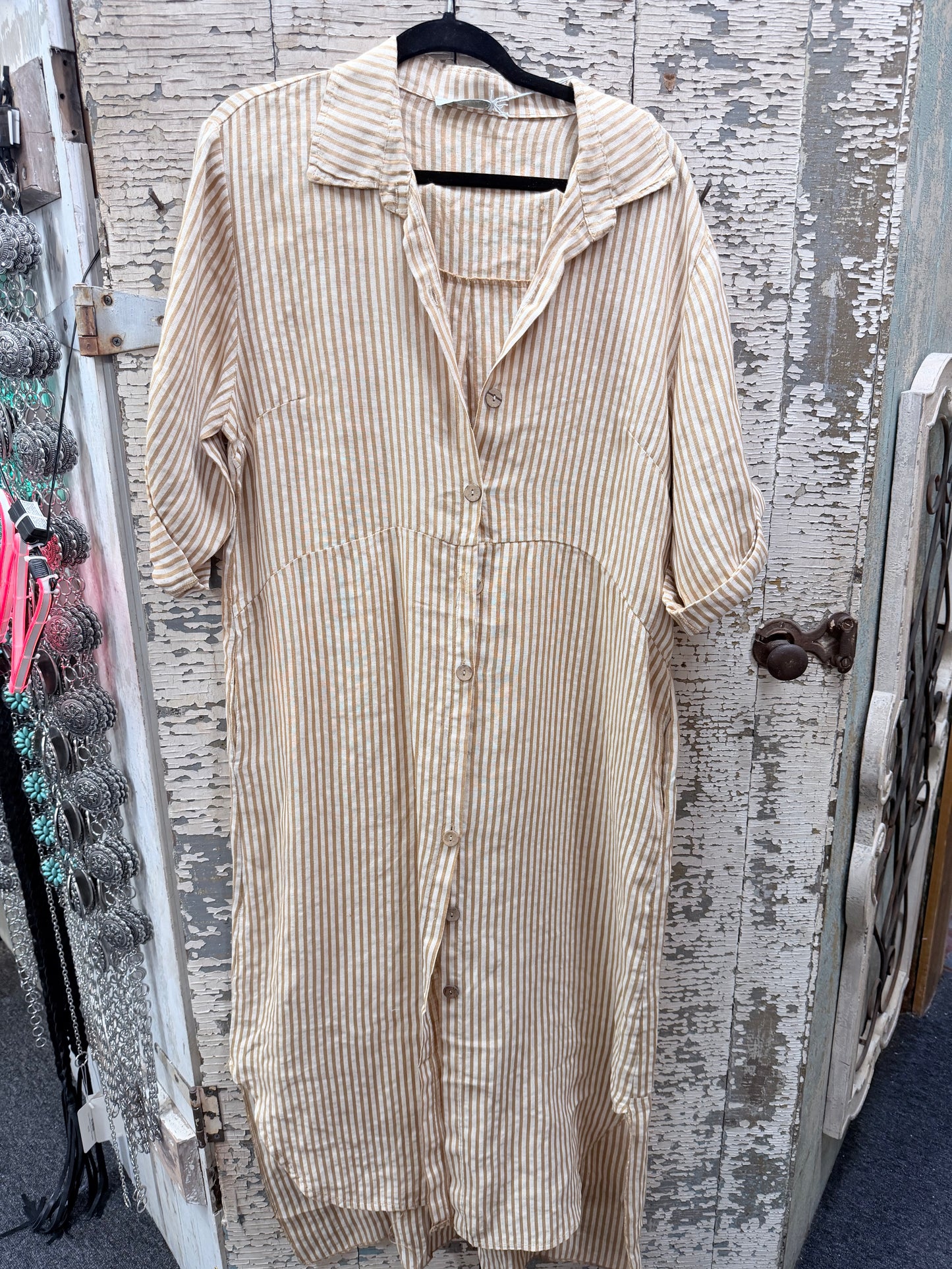 Striped Button up Dress