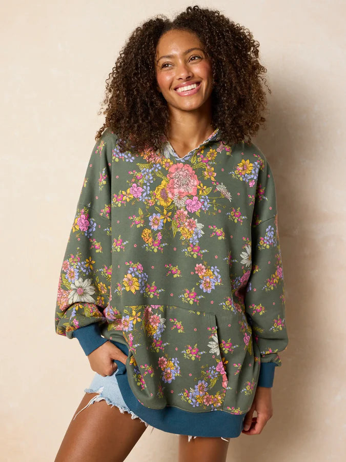 Oversized Printed Hoodie -English Garden