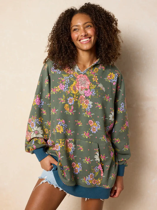 Oversized Printed Hoodie -English Garden