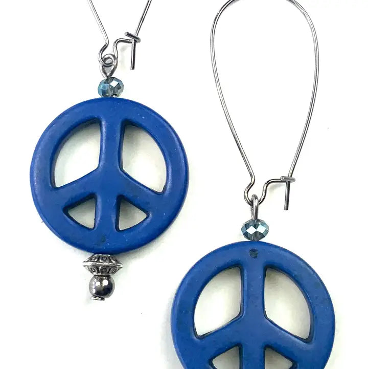 Stone Peace Sign Dangle Earrings FINAL SALE