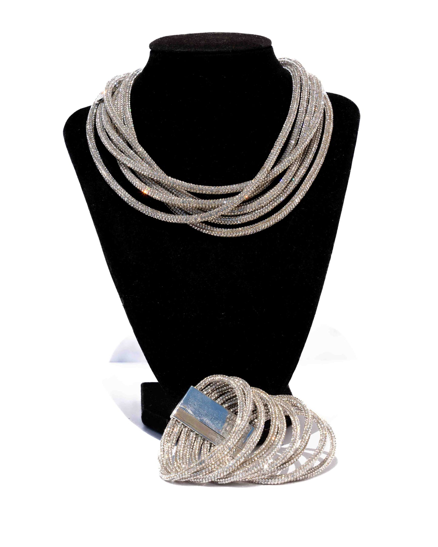 Multi Strand Cuff Bracelet - Crystal