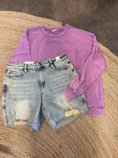 Mineral Washed Crewneck Sweatshirt - Plus Size