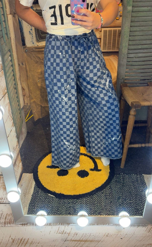 Checker Board Wide Leg Pants