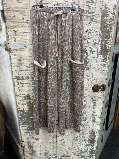 Mineral Washed Cheetah  Wide Leg Pants