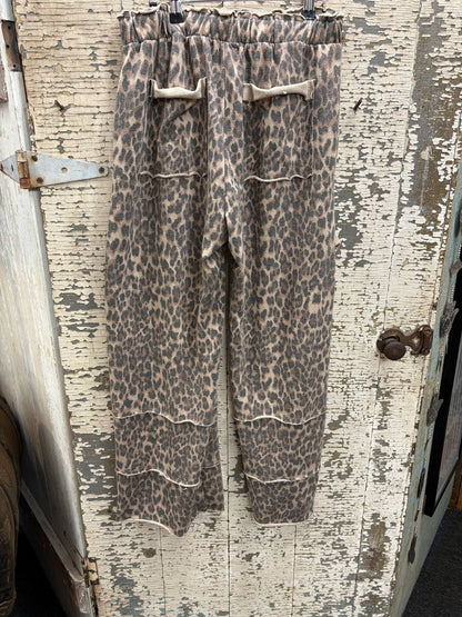 Mineral Washed Cheetah  Wide Leg Pants