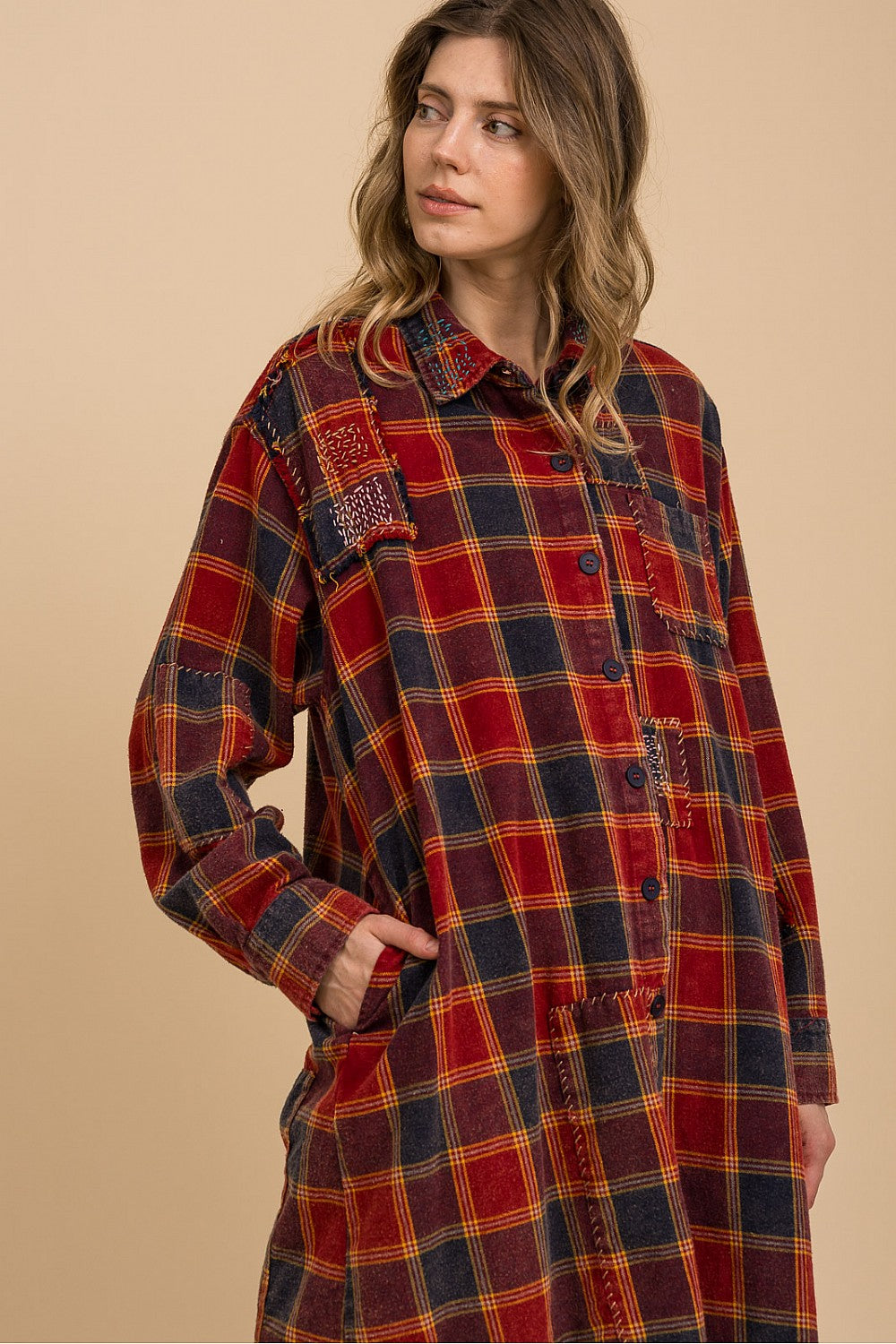 Checkered Long Sleeve Tunic/Dress