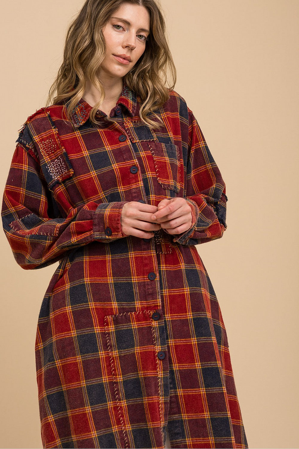 Checkered Long Sleeve Tunic/Dress