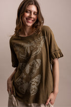 SHORT RUFFLE SLEEVE BUTTERFLY TOP