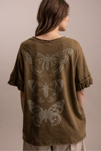 SHORT RUFFLE SLEEVE BUTTERFLY TOP
