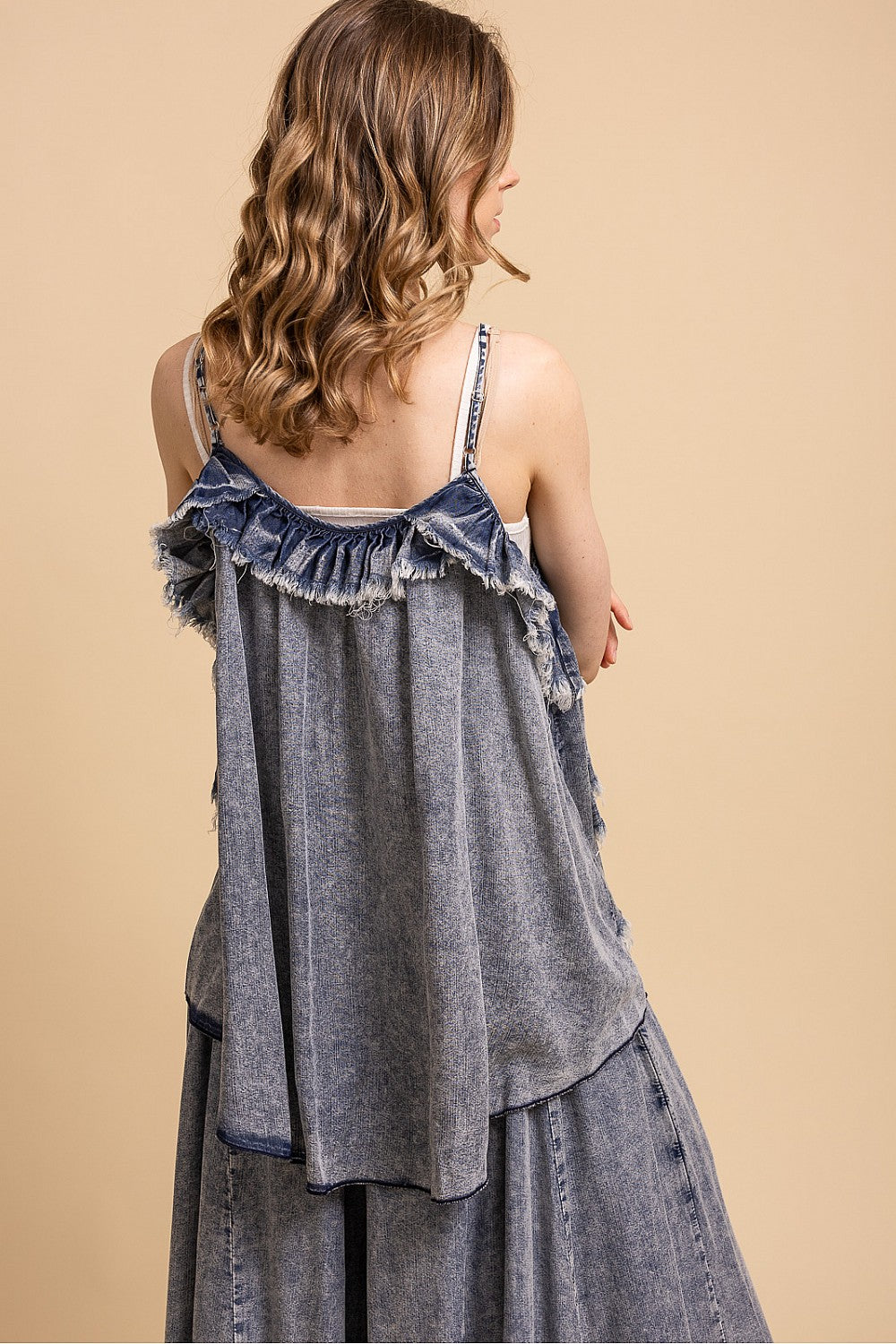 Spaghetti Strap Ruffle Top