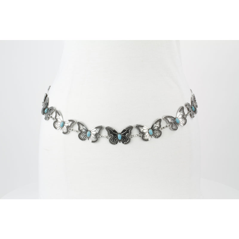 Butterfly Chain Concho Belt Silver