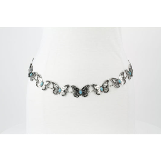 Butterfly Chain Concho Belt Silver