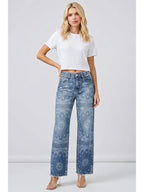 MID Rise Straight with Medallion Print Jeans
