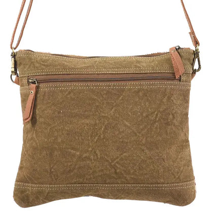 Crossbody with Brown Tones Canvas Rug and Fur