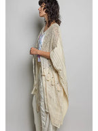 Boho Cotton Short Sleeve Sequin Tassel Midi Cardigan