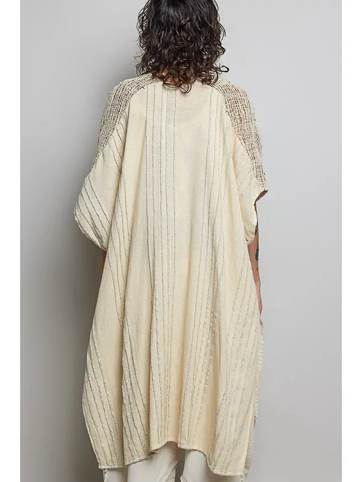 Boho Cotton Short Sleeve Sequin Tassel Midi Cardigan