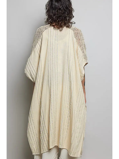 Boho Cotton Short Sleeve Sequin Tassel Midi Cardigan
