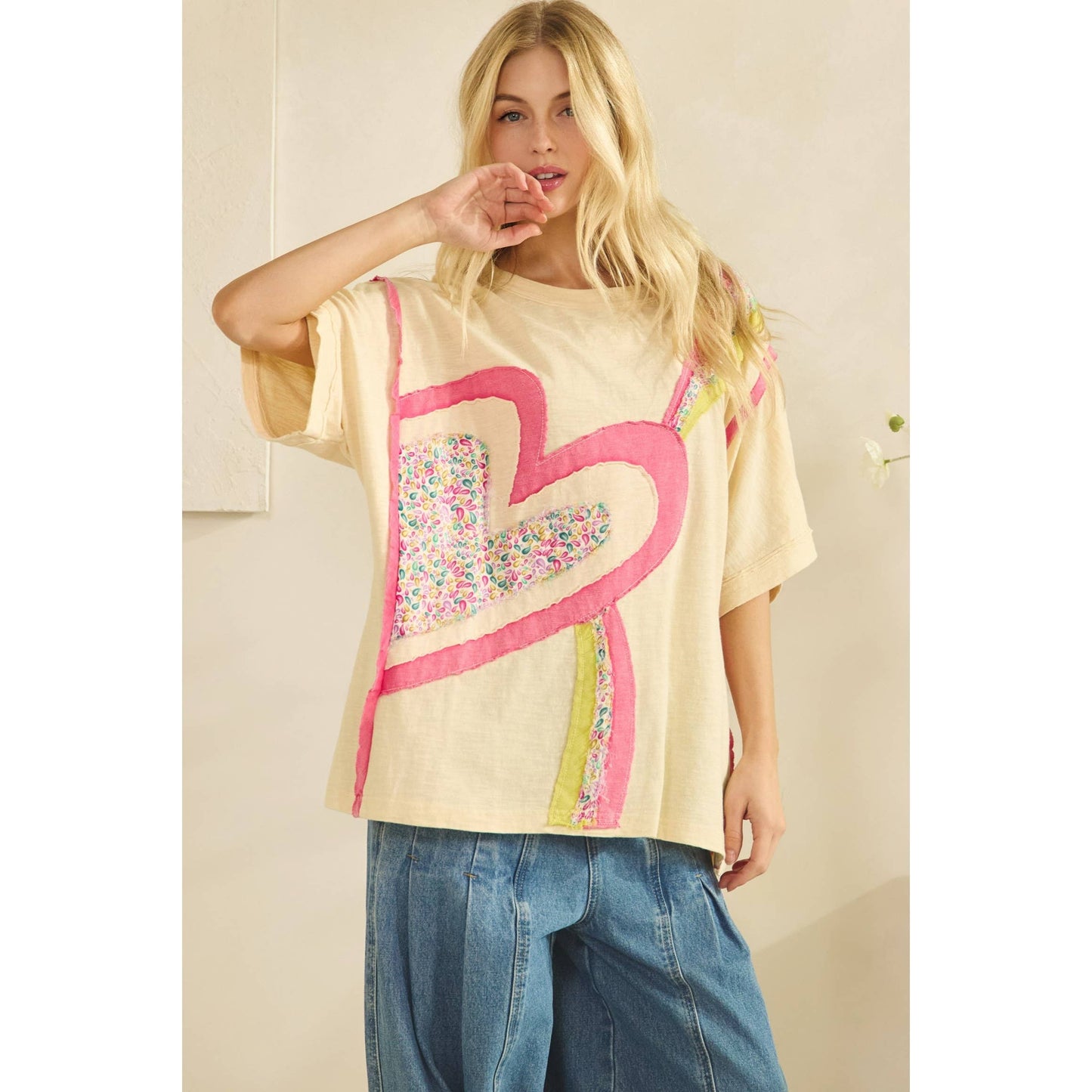 HEART POP PATCHWORK TEE