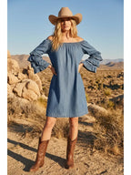 Off the Shoulder Tiered Sleeve Charming Denim