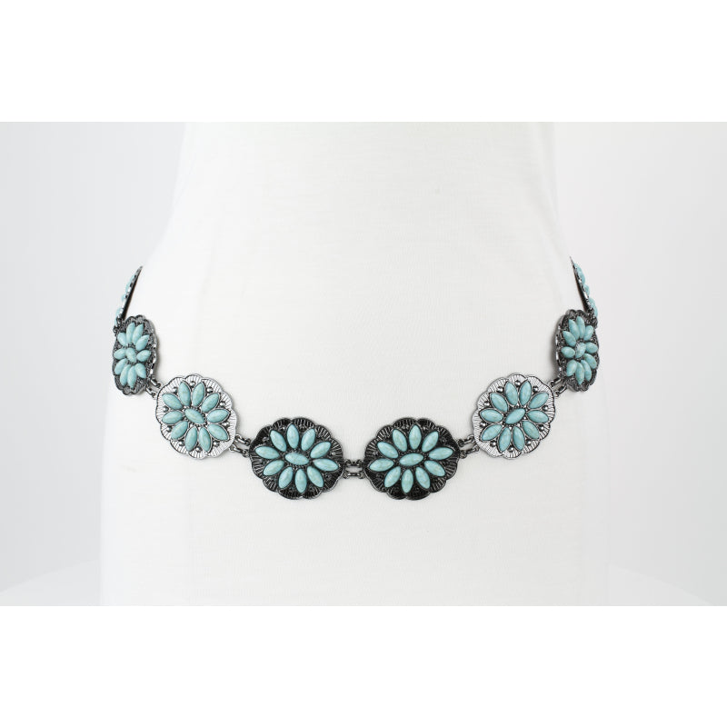 Pewter Western Concho Chain Belt