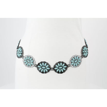Pewter Western Concho Chain Belt