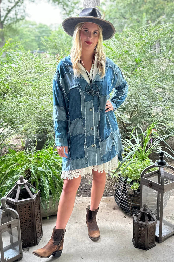 Patchwork Skies Jacket denim squares