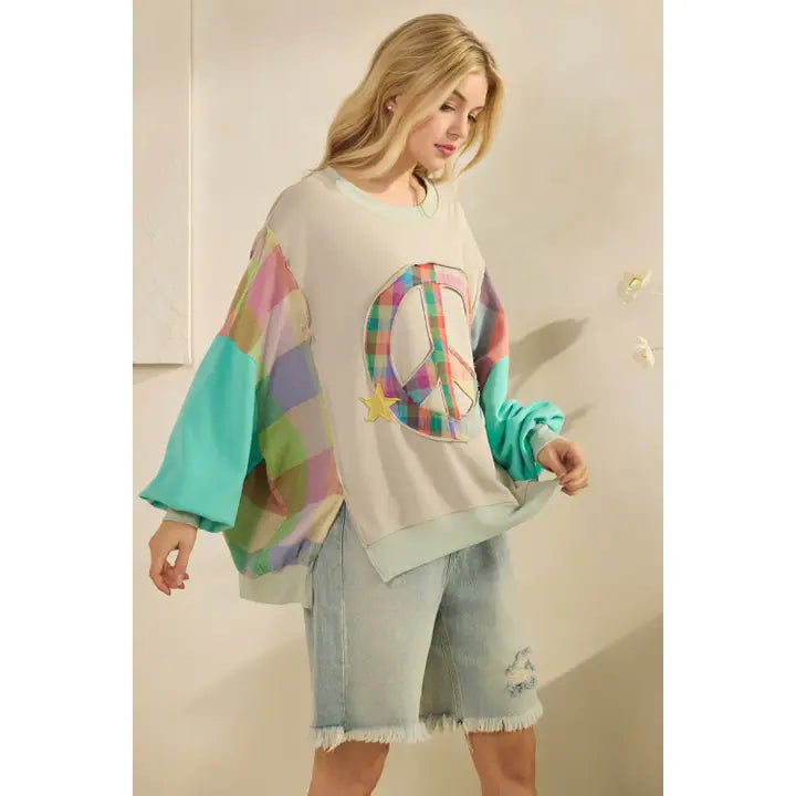 Peace and Plaid Sweatshirt