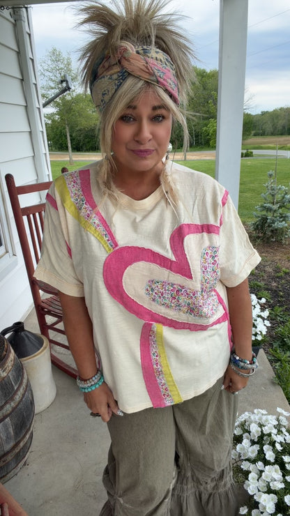 HEART POP PATCHWORK TEE