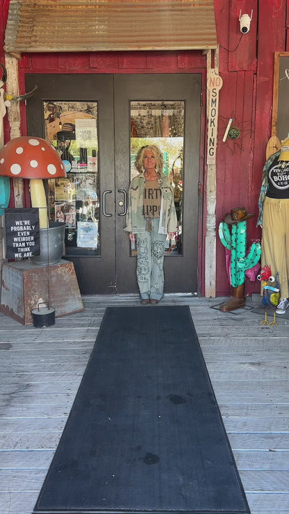 Ruffle hem Camo Peace Patchwork Jacket