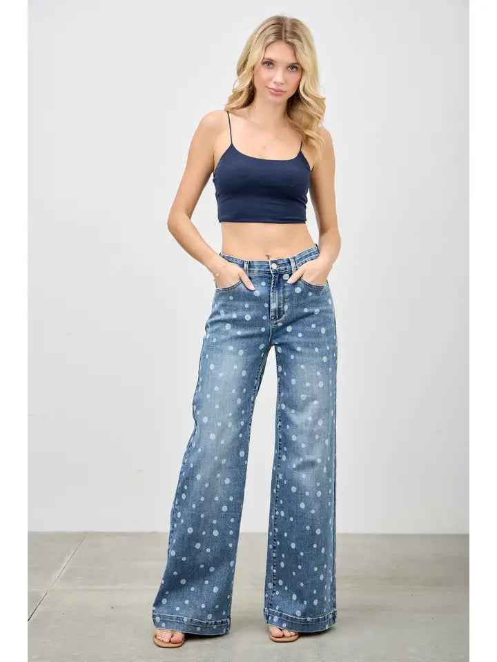 Dot Jeans - High Rise Wide Leg