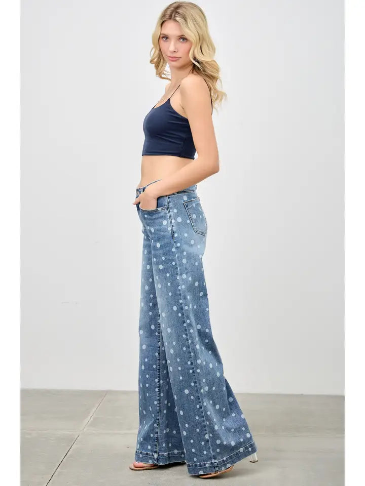 Dot Jeans - High Rise Wide Leg