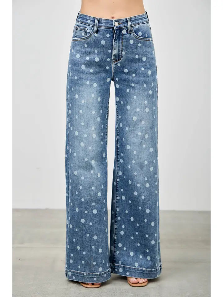 Dot Jeans - High Rise Wide Leg